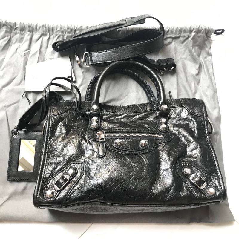 balenciaga-small-city-black-silver