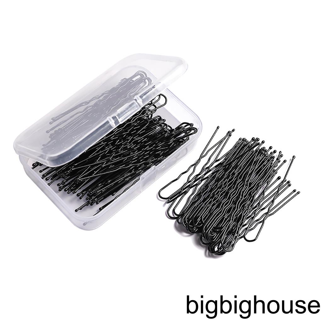 [Biho] 1 Set Fashion Bobby Pins Simple Style Ushaped 6mm Metal Elastic