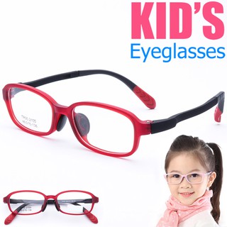 KOREA แว่นตาแฟชั่นเด็ก แว่นตาเด็ก รุ่น 2100 C-7 สีแดง ขาข้อต่อ วัสดุ TR-90 (สำหรับตัดเลนส์) เบาสวมไส่สบาย