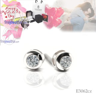 Finejewelthai ต่างหู-ต่างหูเพชร-ต่างหูทองคำขา-Diamond CZ-Silver-Design-Earring - Valentine Gift104