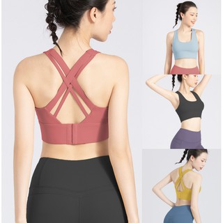 ภาพย่อรูปภาพสินค้าแรกของรุ่นใหม่ (YOGA-616) Sport Bra Lulu เว้าหลังทรงสวย เสื้อบราโยคะ สปอร์บราฟิตเนส ออกกำลังกาย มีฟองน้ำ ปรับได้ 3 ขนาด