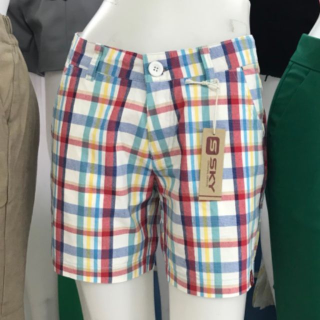 กางเกงขาสั้นลายสก็อต-ยาว15-มีหลายสี-มีไซส์s-xxl