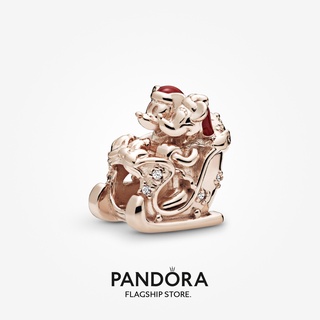 Pandora เครื่องราง ชุบทอง 14K ลายดิสนีย์ มินนี่ มิกกี้ คริสต์มาส ของขวัญวันเกิด สําหรับสุภาพสตรี p825