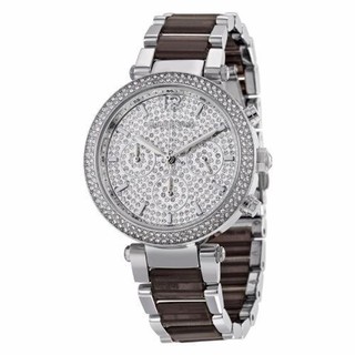 Michael Kors Womens MK6284 Parker Crystal-Accented Stainless SteelWatch