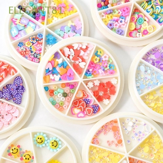 Elegant81 อุปกรณ์ตกแต่งเล็บเครื่องปั้นดินเผาลูกปัดลายการ์ตูนหน้ายิ้ม 3D Diy สําหรับตกแต่งเล็บ