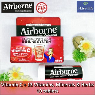 ภาพหน้าปกสินค้าวิตามินซี เม็ดฟู่ Vitamin C Very Berry 10 Effervescent Tablets - AirBorne ที่เกี่ยวข้อง