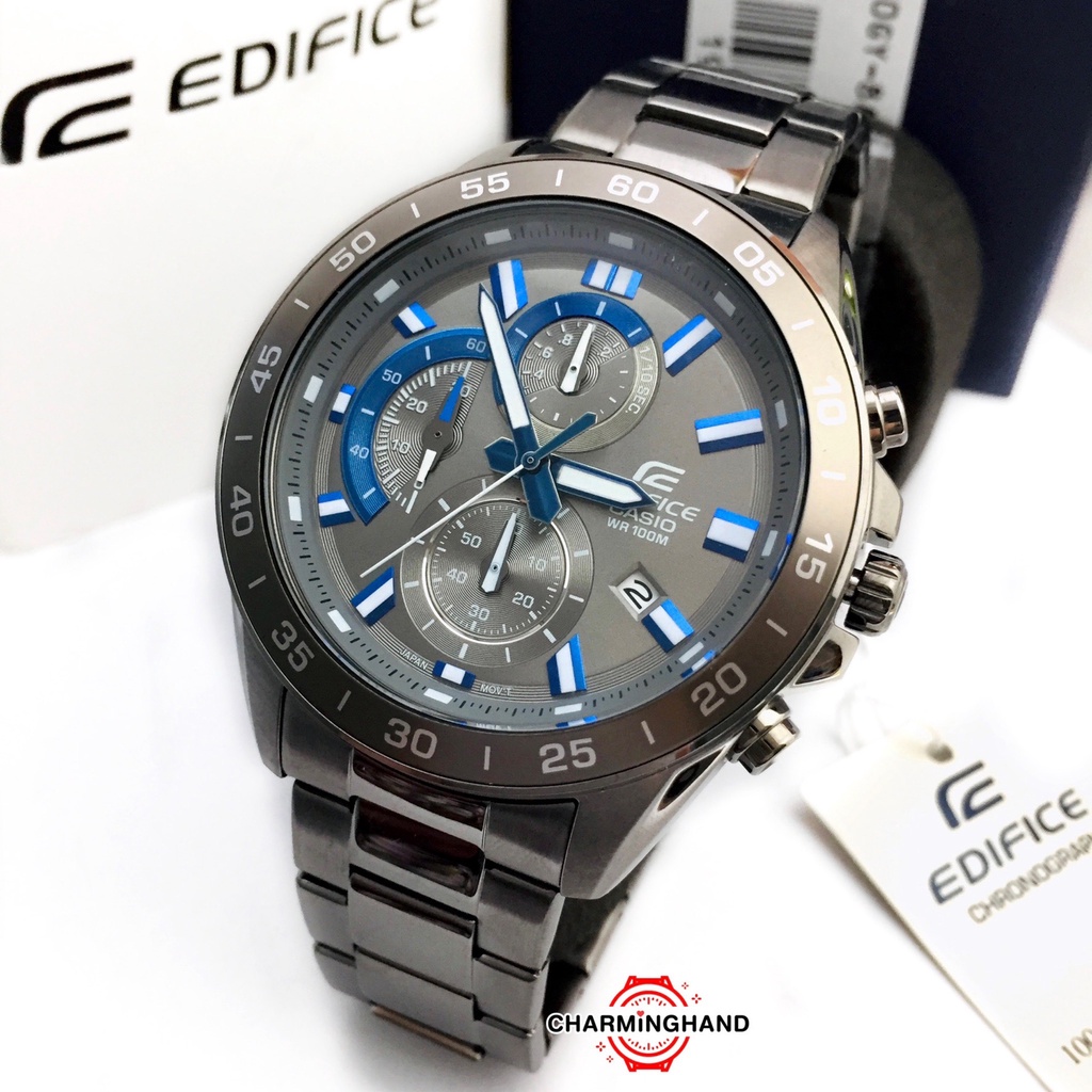 หล่อพิเศษ-นาฬิกาข้อมือผู้ชายแท้-สายสแตนเลสสีเทา-casio-edifice-นาฬิกาคาสิโอลดราคา-ย้ำขายเฉพาะของแท้-มีใบรับประกัน