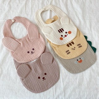 ⚡พร้อมส่ง!ผ้ากันเปื้อนน้ําลาย ผ้าฝ้ายบริสุทธิ์ ปักลาย สไตล์เกาหลี สําหรับเด็กทารกแรกเกิด
