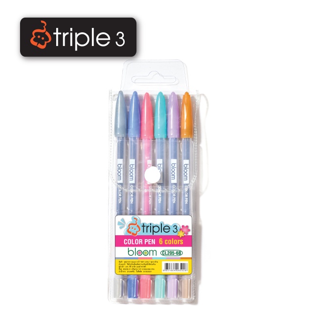 triple3-ชุดปากกา-bloom-6-สี-gel-pen-6pcs-set