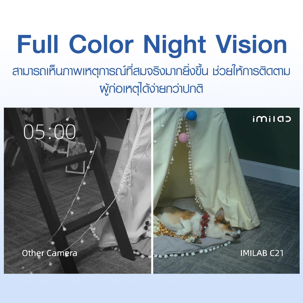 เกี่ยวกับ IMILAB C21 (GB V.) กล้องวงจรปิด wifi ภายในบ้านคมชัด2.5K แสดงภาพสีกลางคืน -2Y