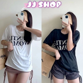 JJ Shop​💜​พร้อมส่ง เสื้อยืดแขนสั้น สกีนตัวอักษร ใส่สบายมาก "DX-BlackWhite-9326" -​N  03