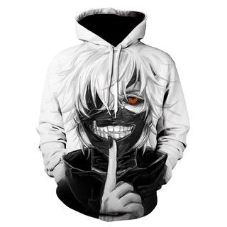 ภาพหน้าปกสินค้า2021 เสื้อกันหนาวมีฮู้ดแฟชั่นพิมพ์ลายการ์ตูน Tokyo Ghoul Kaneki Ken 3D สีขาวสําหรับผู้ชาย ที่เกี่ยวข้อง