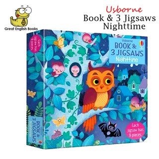 (Import from UK) Usborne Book and 3 Jigsaws: Nighttime ชุดหนังสือ 1 เล่ม มาพร้อมจิ๊กซอว์ 3 แผ่นมาในกล่องสวยงาม
