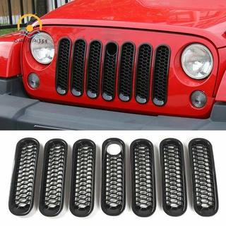 กระจังหน้าตาข่ายแทรกรังผึ้งคลิปตาข่ายพร้อมตัวล็อคสําหรับ Jeep Wrangler Jk 2007-2017