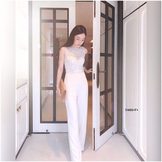 B11466 Jumpsuit จั้มสูทแขนกุดลูกไม้กางเกงขายาว Jumpsuit Lace sleeveless jumpsuit and trousers