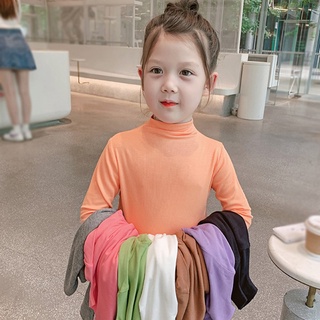 Bobora เสื้อยืดแขนยาว คอสูงครึ่งหนึ่ง แฟชั่นฤดูใบไม้ร่วง สําหรับเด็กผู้ชาย และเด็กผู้หญิง