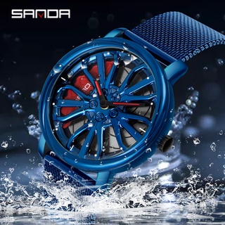 Sanda นาฬิกาข้อมือควอทซ์แฟชั่น กันน้ํา หมุนได้ 360 องศา สําหรับผู้ชาย
