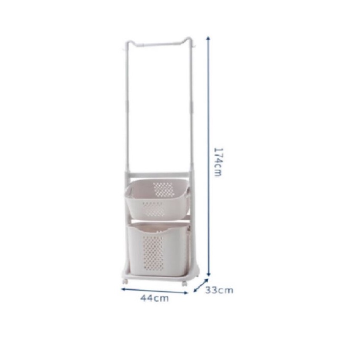 ไม่เกิน-2-ใบ-เช็คของก่อนส่ง-ตะกร้าผ้า-2-ชั้น-มีล้อ-และ-ราวแขวนผ้า-ตะกร้าอเนกประสงค์