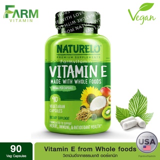 NATURELO, Vitamin E, Made with Whole Foods, 180 mg, 90 Vegetarian Capsules