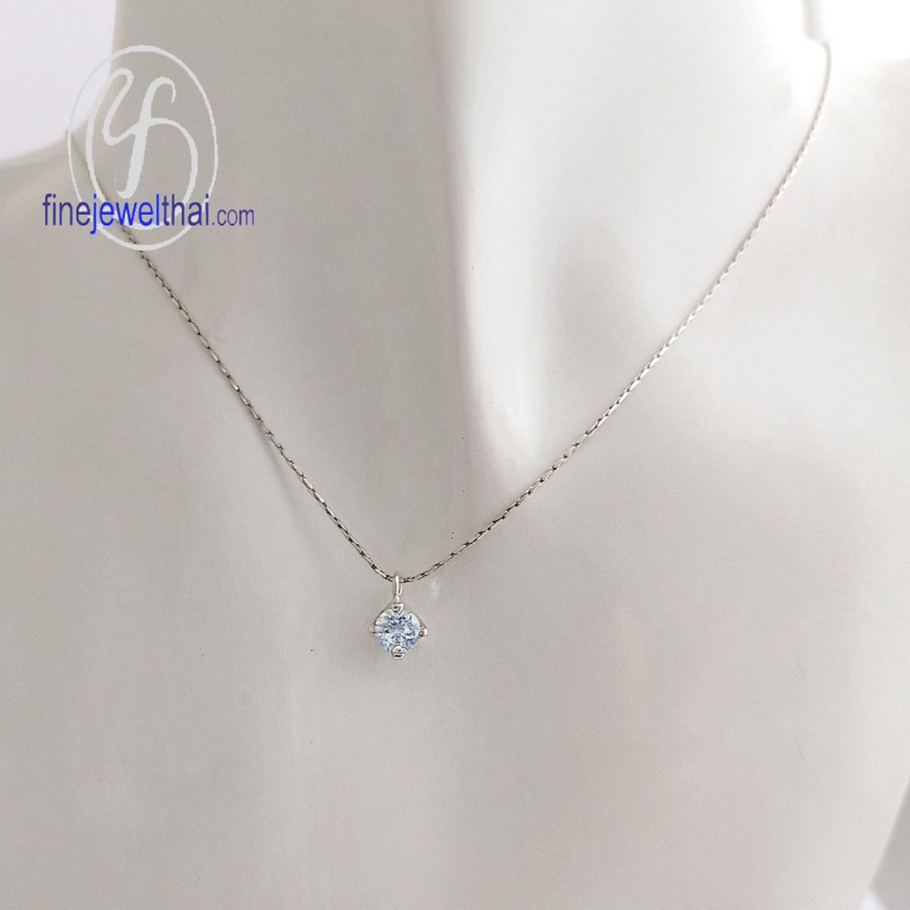 finejewelthai-จี้อะความารีน-อะความารีน-จี้พลอย-พลอยประจำเดือนเกิด-aquamarine-silver-pendant-birthstone-p1055aq00e