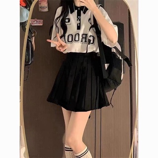 กระโปรงสั้น。กระโปรงทรงเอ。 Summer New College Style Colled Collar กระโปรงจีบชุดนักเรียนหญิงเทศกาลขนาดเล็กและการลดอายุส