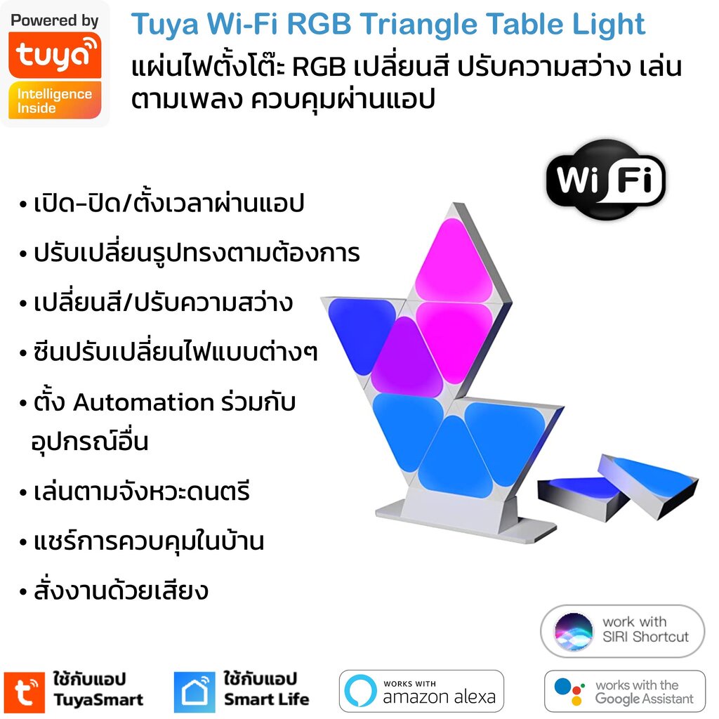 Tuya RGB Lego Small Triangle Light 9 Panel Kit แผ่นไฟตั้งโต๊ะ RGB ...