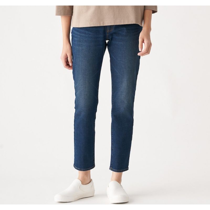ภาพหน้าปกสินค้าMUJI Ladies' Organic Cotton 4-Way Stretch Denim Slim Straight Pants แบรนด์แท้