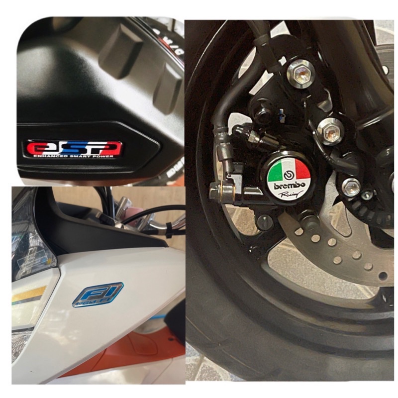 ภาพหน้าปกสินค้าสติ๊กเกอร์ โลโก้ esp,yamaha,FI,brembo เคลือบเรซิ่น แบบนูน