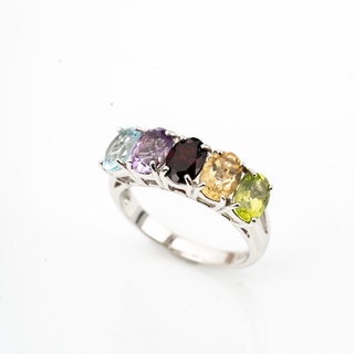 AR-Kang Collection***แหวนPeridot, Amethyst, Citrine, Garnet, Blue topaz(เงินแท้92.5%)