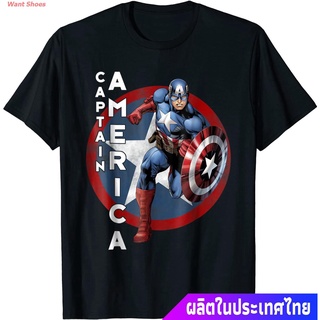 เสื้อยืดยอดนิยม  Captain America Avengers Step Graphic T-Shirt Sports T-shirt