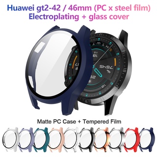 Frosted Bumper Tempered Glass Film Hard Shell Matte Screen Protector PC Cover for Huawei Watch GT 2 Case 46mm 42mm