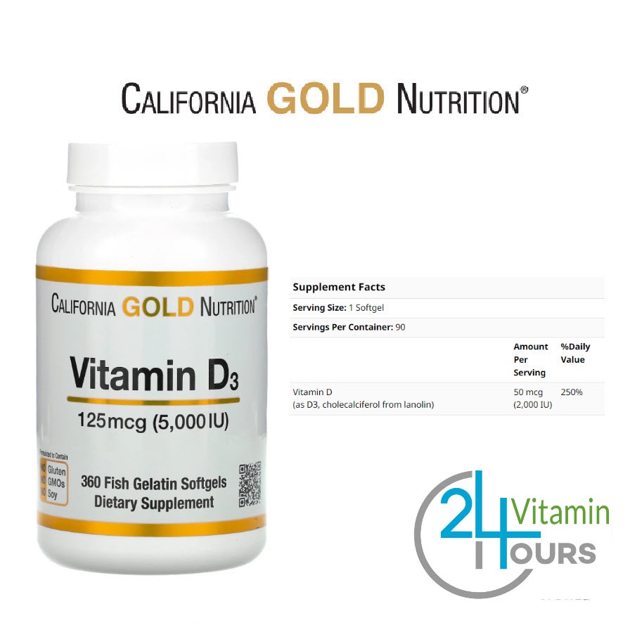 [ Lot ใหม่ ] ขวดเล็ก/ใหญ่ California Gold Nutrition , Vitamin D3 D-3 ...