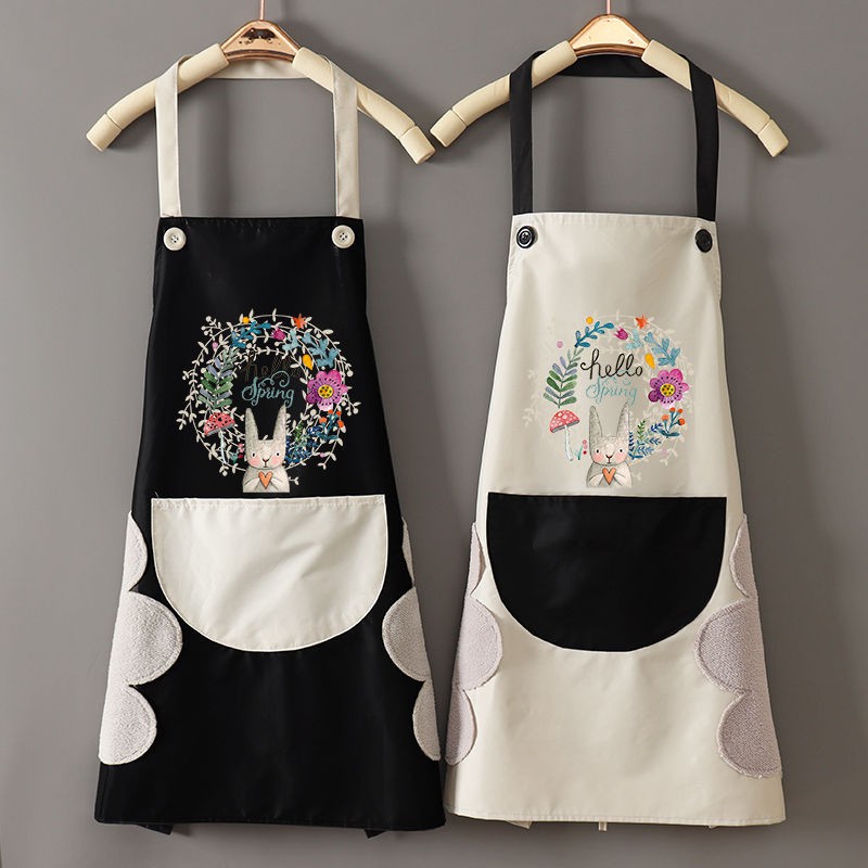 hot-sale-แฟชั่นของใช้ในครัวเรือนน่ารักครัวทำอาหารผ้ากันเปื้อนผู้หญิงกันน้ำและกันน้ำมันเอวเสื้อผ้าผู้ชายทำงานพิมพ์โลโก