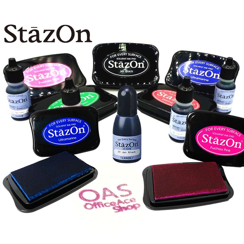 TSUKINEKO STAZON Solvent Stamp Pad & Ink Refill แท่นประทับ หมึกเติม ...