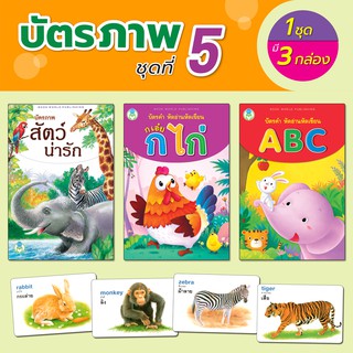 ♟✺Book World Flash Card บัตรภาพชุดที่ 5 สัตว์น่ารัก,หัดอ่าน หัดเขียน ABC,หัดอ่าน ก เอ๋ย ไก่ (1 ชุด มี 3 กล่อง)การศึกษาขอ