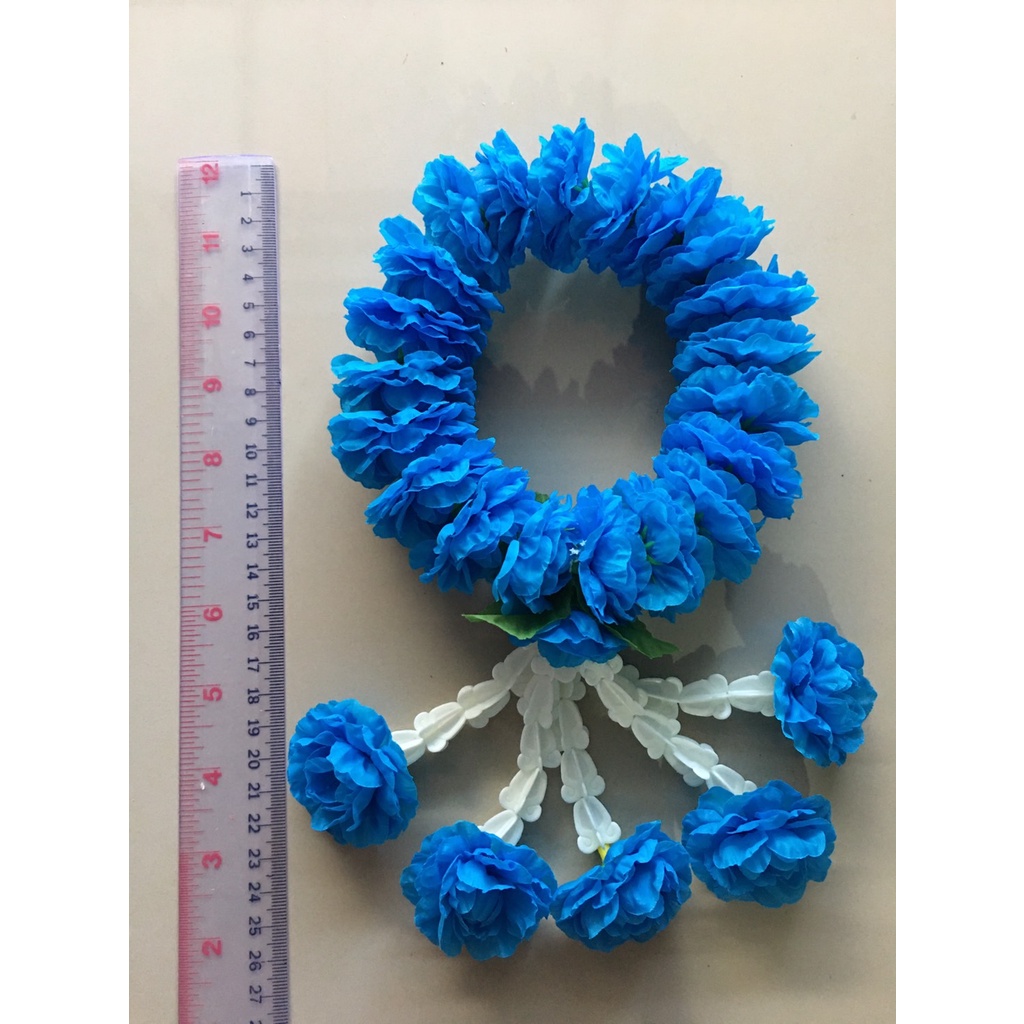 พวงมาลัยวันแม่-พวงมาลัยวันแม่สีฟ้าดอกมะลิล้วนๆๆ-ชาย5-ดอก-พร้อมส่ง-มาลัยดอกมะลิวันแม่สีฟ้า