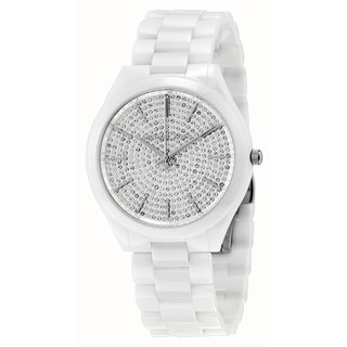 นาฬิกาผู้หญิง MICHAEL KORS Slim Runway Crystal Pave Dial Ceramic Ladies Watch MK3448