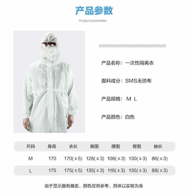 ภาพสินค้าพร้อมส่ง ชุด PPE ​60แกันละอองน้ำ​ ฝุ่น​ สารเคมี​ สำหรับบุคคลทั่วไป​ และจุดคัดกรองผู้ป่วยนอก จากร้าน clinictour_boy บน Shopee ภาพที่ 3