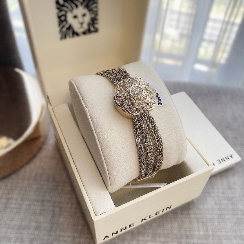 สด-ผ่อน-นาฬิกา-สายสวย-มีฝาปิดหน้าปัดดอกไม้คริสตัล-ak-1046chcv-anne-klein-womens-swarovski-crystal-accented-watch