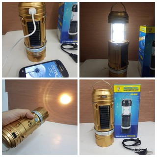 ตะเกียงไฟฉาย ไฟฉาย ไฟแคมป์ปิ้ง GSH-9688 Camping Lamp Solar Zoom 8LED+3W ...
