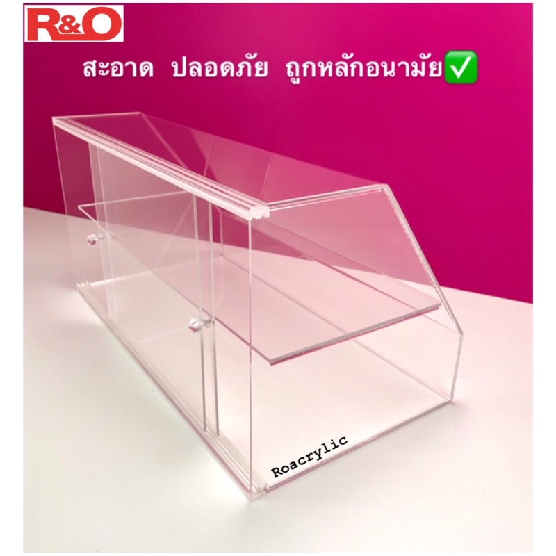 ภาพสินค้าตู้อะคริลิคโชว์อาหาร 2ชั้น มีประตูปิด~บานสไลด์ จากร้าน roacrylic บน Shopee ภาพที่ 4