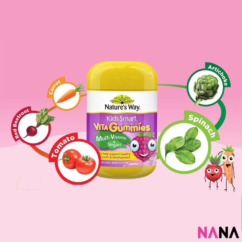 ภาพสินค้าNature's Way Kids Smart Vita Gummies Multi Vitamin & Vegies 60 Gummies (EXP:08 2024) เยลลี่วิตามินรวมและผัก สำหรับเด็ก จากร้าน nanamall.th บน Shopee ภาพที่ 1