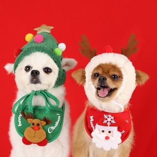 สินค้า หมวกคริสต์มาสน่ารัก ผ้าขนหนูน้ําลาย ลายการ์ตูนกวาง แฟชั่นฤดูใบไม้ร่วง และฤดูหนาว สําหรับสัตว์เลี้ยง สุนัข แมว