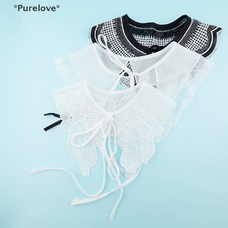 Purelove เสื้อเบลาส์คอปกปลอม แบบครึ่งแขน ถอดออกได้ สําหรับผู้หญิง