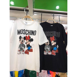 พร้อมส่ง!! เสื้อยืด Oversize คอกลมแขนสั้น ดีเทลลายมิกกี้เมาส์ Mickey Mouse Moschino