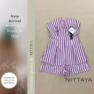 NITTAYA  เสื้อเกาะอกลายทาง + กางเกงขาสั้น เอาใจคนไซส์เล็กด้วยการทำไซส์เล็กพิเศษ XS เพิ่มอีกหนึ่งไซส์จ้า