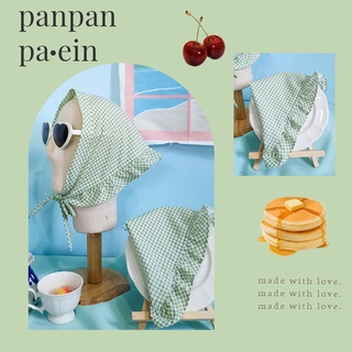 panpan.paein | ผ้าโพกผม  ลายสก้อตสีเขียวมัจฉะ แบบมีระบาย ผ้า TC ผสม ไม่แข็งไม่นิ่ม