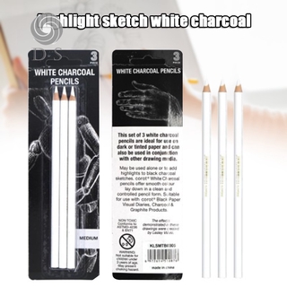 3pcs White Charcoal Pencils for Sketch Carbon Pens Sketch Tools Art Tools