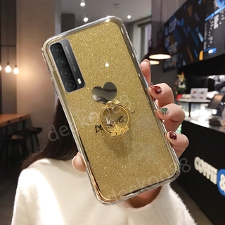 เคสโทรศัพท์ Huawei Y7a Casing 2020 New Bling Glitter Be Loved Silicone Softcase with Ring Holder Phone Case Cover เคส