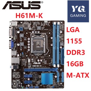 สินค้า Asus H61M-K Desktop Motherboard H61 Socket LGA 1155 i3 i5 i7 DDR3 16G Micro-ATX UEFI BIOS Original Used Mainboard